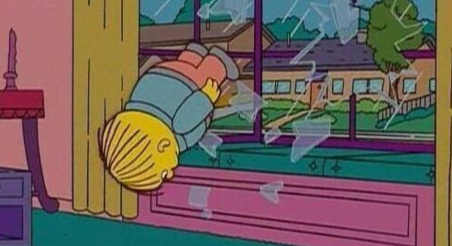 Simpsons Ralph Wiggum Crashes Through The Window Memes