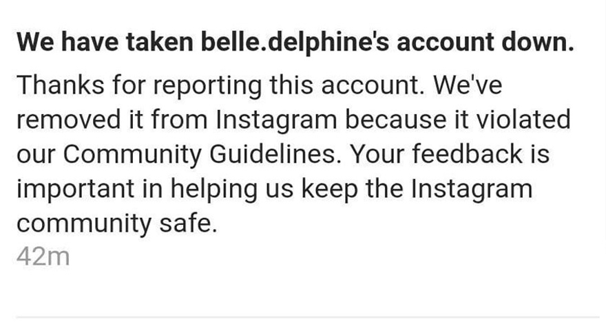 Belle delphine instagram ban