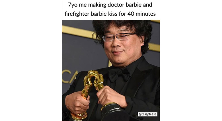 Parasite Director Bong Joon-ho Making His Oscars Kiss Memes