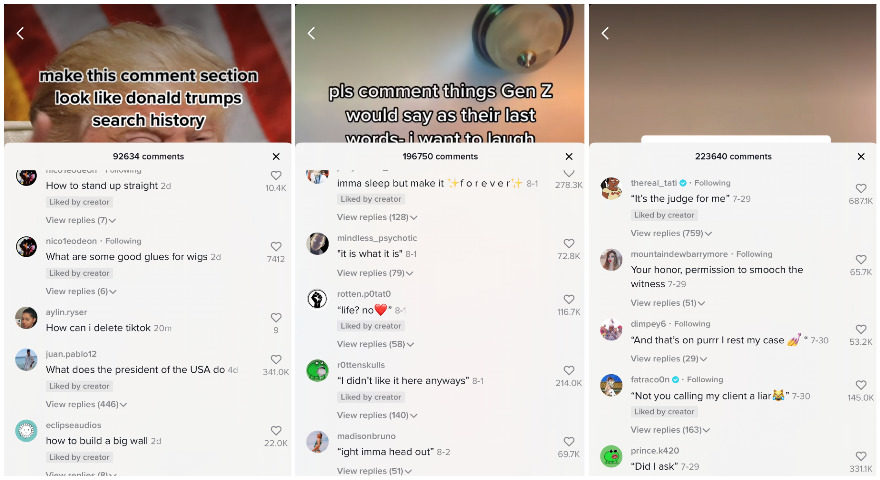 TikTok comment things gen z would say trend