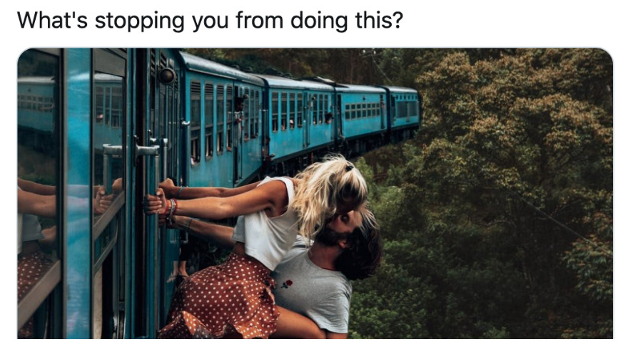 “What’s Stopping You From Doing This?” Kiss On Train Meme
